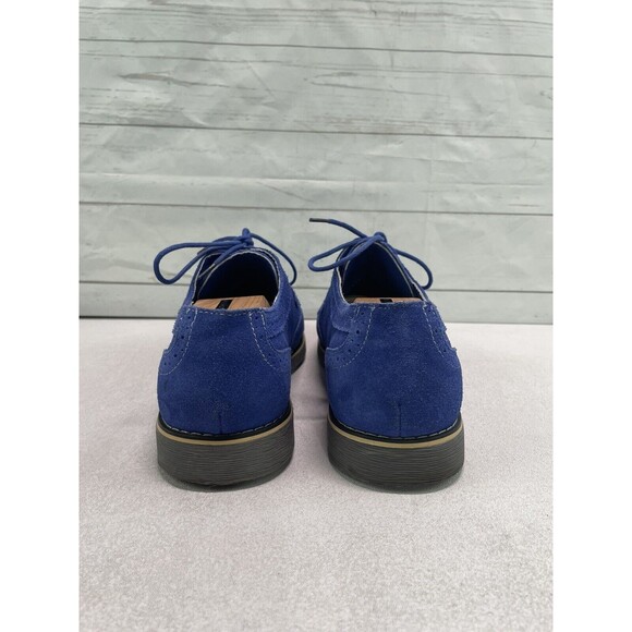 Alpine Swiss Beau Genuine Leather Blue Suede Wingtip Brogue Oxford S817 Size 10 - Picture 5 of 15